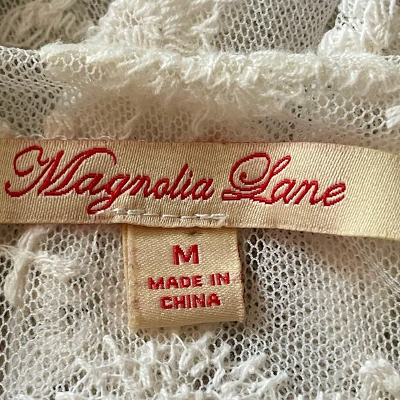 Magnolia Lane Cream Sheer Lace Kimono Size M Fairy Boho Romantic Cottage Angel - Picture 8 of 10
